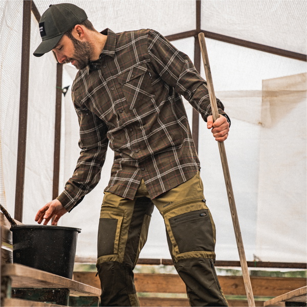 2025 Seeland Mens Glen Flannel Shirt 4030280110 - Pine Green / Dark Navy Check
